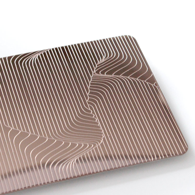 3mm Etched Stainless Steel Sheet Champagne Gold Rose Pattern Finish