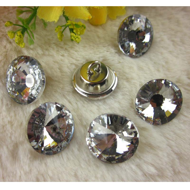 wholesale Decoration Crystal Round Rhinestone Diamond Glass Upholstery sofa Buttons For furniture