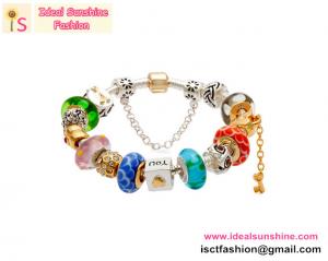 China Valentine love Gift Silver Bracelet with European Charm Bead LOVE charm colourful beads on sale