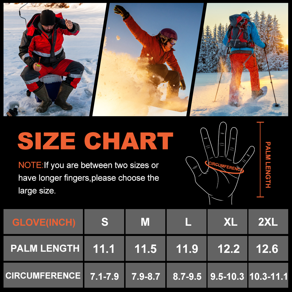7.4V Lithium USB Electric Battery Rechargeable Heated Ski Gloves Man With 3 Level Temperature Control