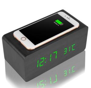 Quality LED Wooden Desktop Charging Station Creative Universal QI Wireless Charger for sale