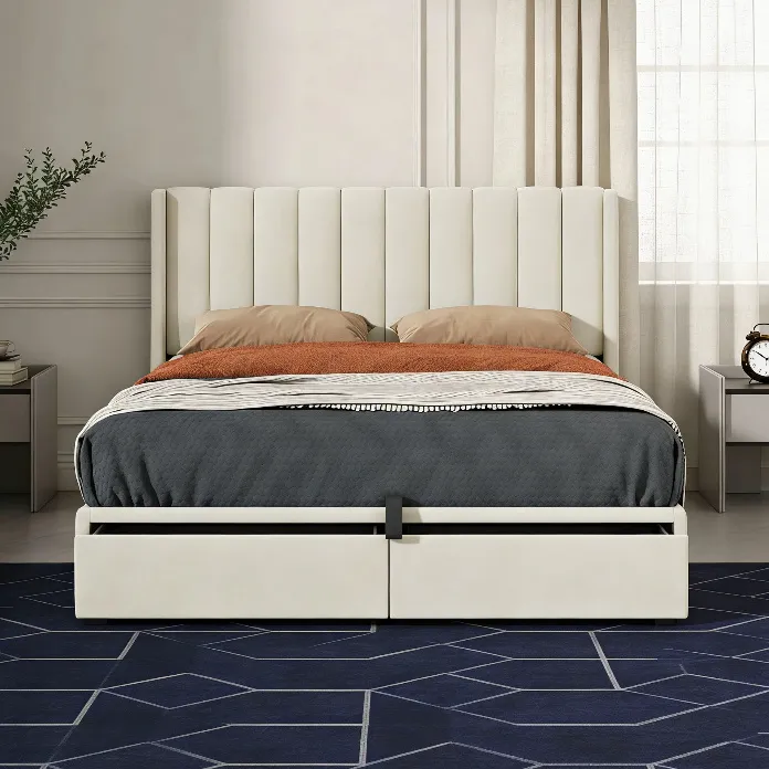 Modern Luxury Upholstered King Bed with Large Storage