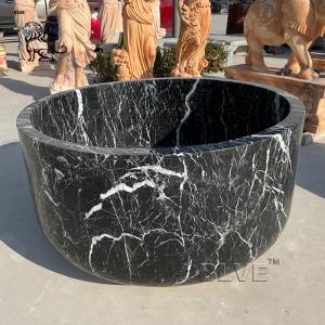 China BLVE Black Carrara Marble Bathtub Round Solid Natural Nero Marquina Stone Freestanding Bath Tub on sale