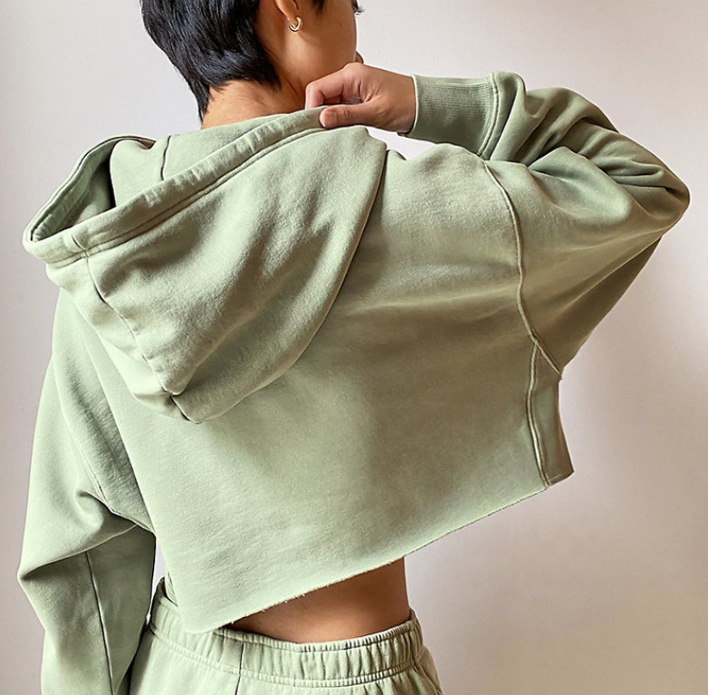 Blank Casual 100% Cotton Oversized Sweatshirt Crop Top Hoodies