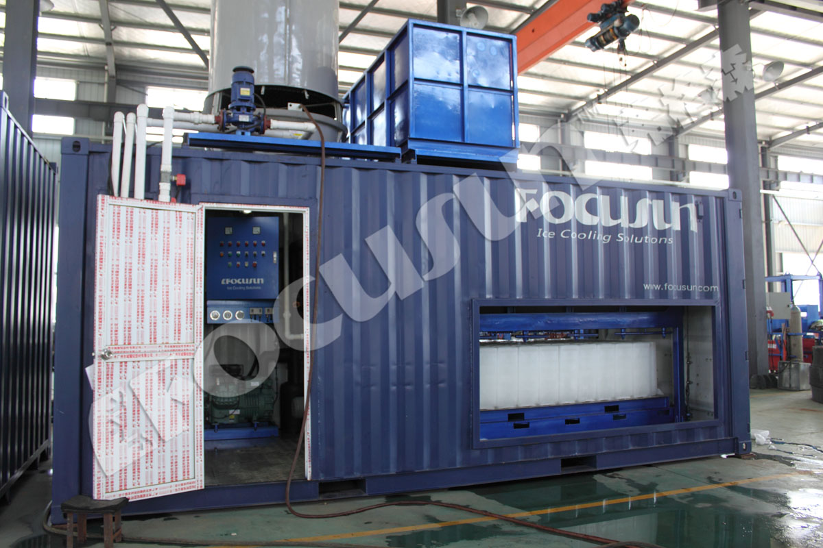 960 KG Ice Maker Containerized Block Ice Machine with PLC Touch Screen Control System