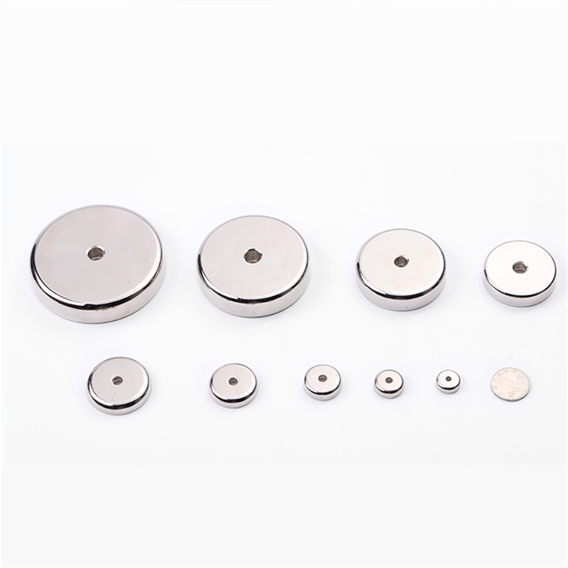 Customized D16 D25 D48 Pot Shape Strong Cup Magnet with Countersunk Hole Base Magnet