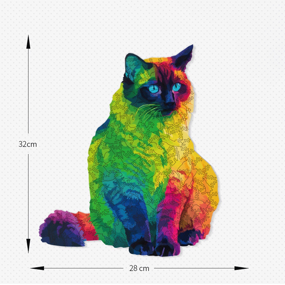 Rainbow Cat Discomforts Cat Alien Unisex Wooden Puzzle for Adults Perfect Birthday Gift