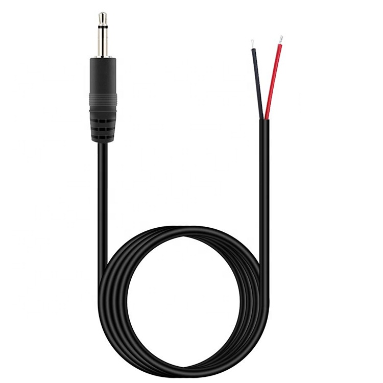 Custom 2 Poles TS 3.5mm Stereo Audio Mono Jack Male Plug to Stripped Pigtail Tinned Bare Wire End Cable