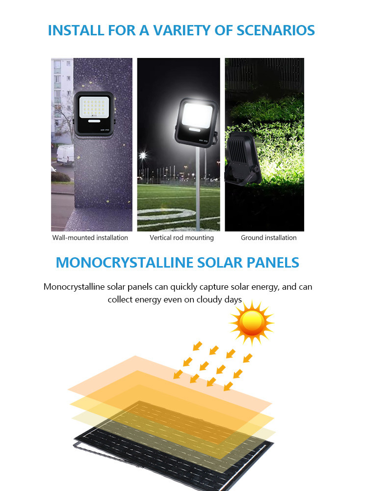 IP65 Waterproof Remote Control Solar Floodlight 25w 40w 60w 100w 200w Solar Led Flood Light