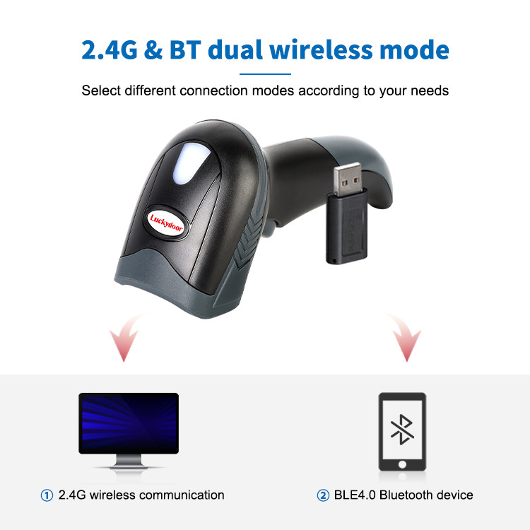 Luckydoor 2D Wireless Barcode Scanner Bluetooth QR Code Reader DC5V