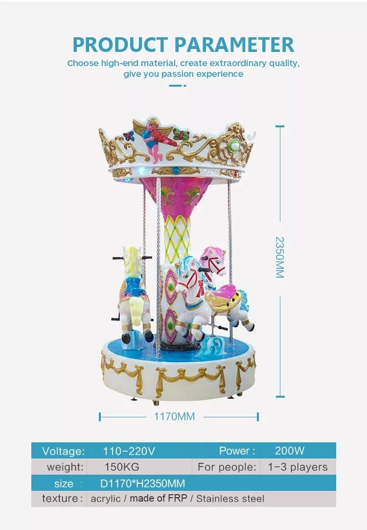 Indoor Playground Kids Arcade Machine Soft Play Carousel Rides 280KG Weight