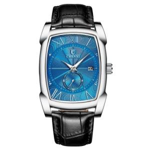Quality Fashion Watch Men Rectangle Quartz Watch Leather Strap Casual Watches for sale
