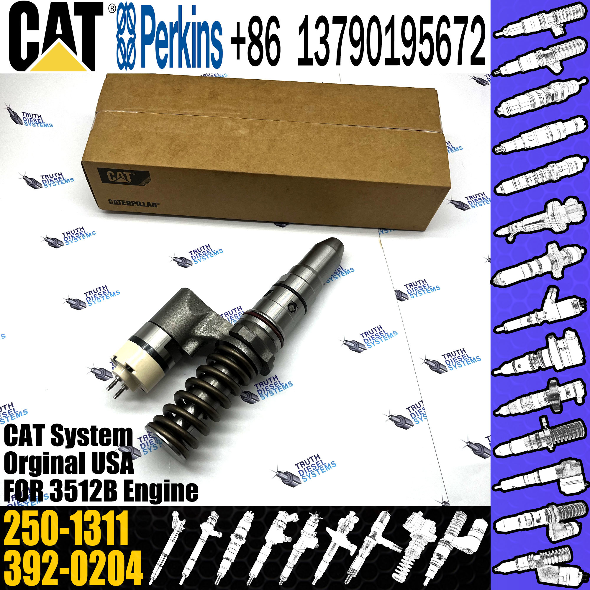 Diesel 3512B Engine Injector 162-8809 230-9457 250-1311 For Caterpillar Common Rail