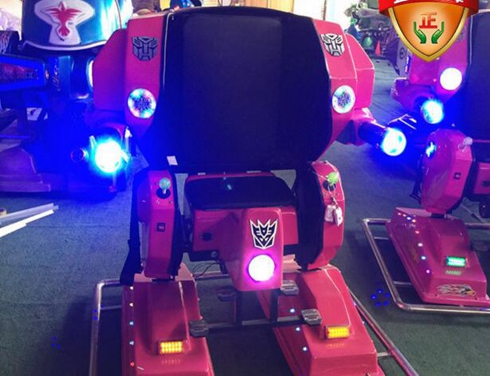 Battery Walking Robot Rides , Coin Operated Kiddie Ride With Music Play Function