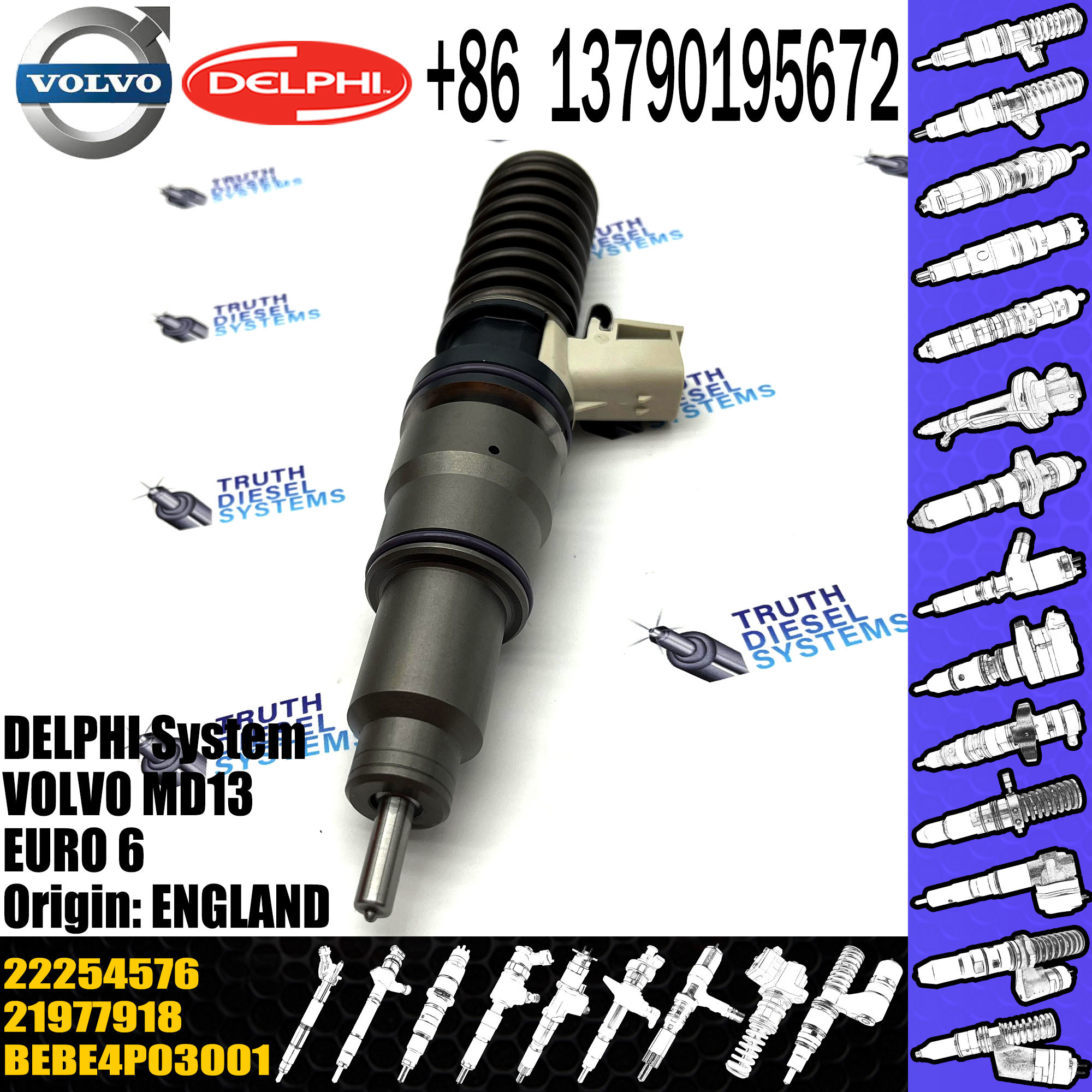 22254576 BEBE4P03001/BEBE4P02001 Diesel Fuel Injector For VOL injector MD13 BORE 85002179