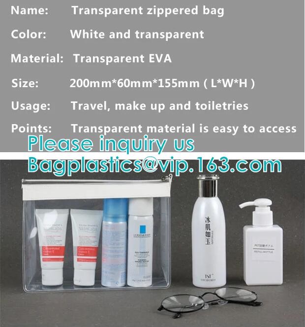 ZIPPERED BAGS, makeup cosmetic bag, travel BAG, Cosmetic Swimwear Sand beach Clear Cylinder PVC Bag For Women Makeup Tr