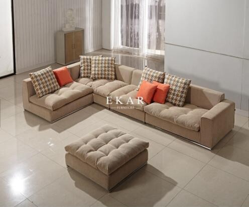 Living Room Couch Linen Fabric Sectional Sofa Set Designs AW-827