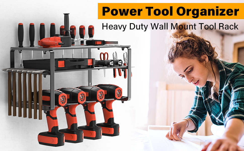 Electric Drill Tool Shelf Rack Plastic Type 4 Layers Power Tool Organizer Wall Mount