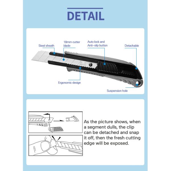 18mm Heavy Duty Work Snap Knives Ergonomic Design