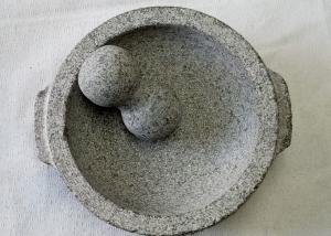 China Food Safe Stone Mortar And Pestle Molcajete Guacamole With Handles on sale