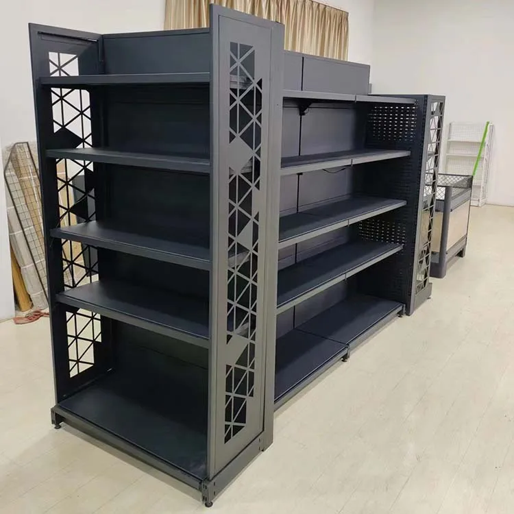 Xingye Factory Custom Size Color Pharmacy shelves supermarket shelves 3 sided gondola shelving
