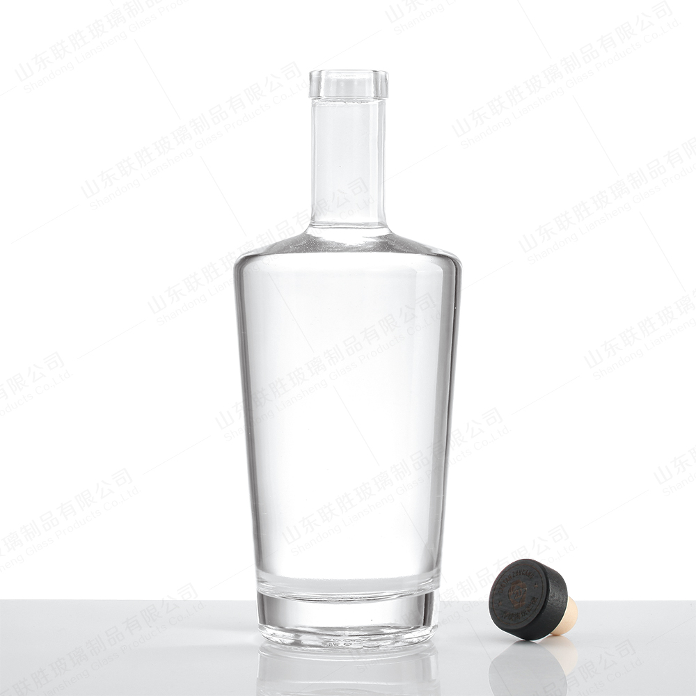 Beverage Industrial Clear 750ml Glass Liquor Wine Vodka Tequila Gin Bottle with Sealed Cork Lid