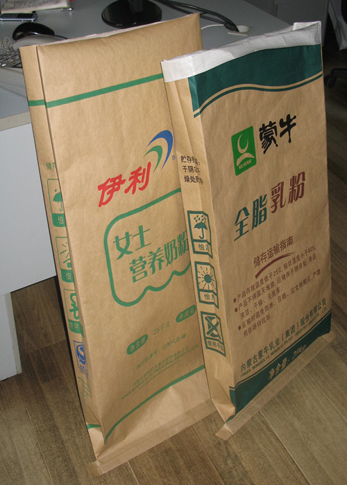 20kg Multiwall Paper Bags / Polypropylene Protein Feed Cement Packaging Bags