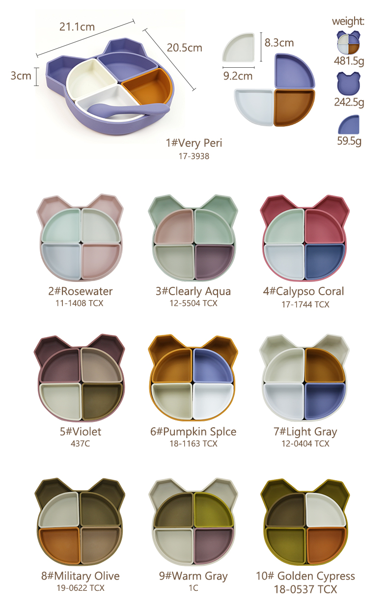 Cat Face Style Silicone Section Plate With CE BSCI Certification