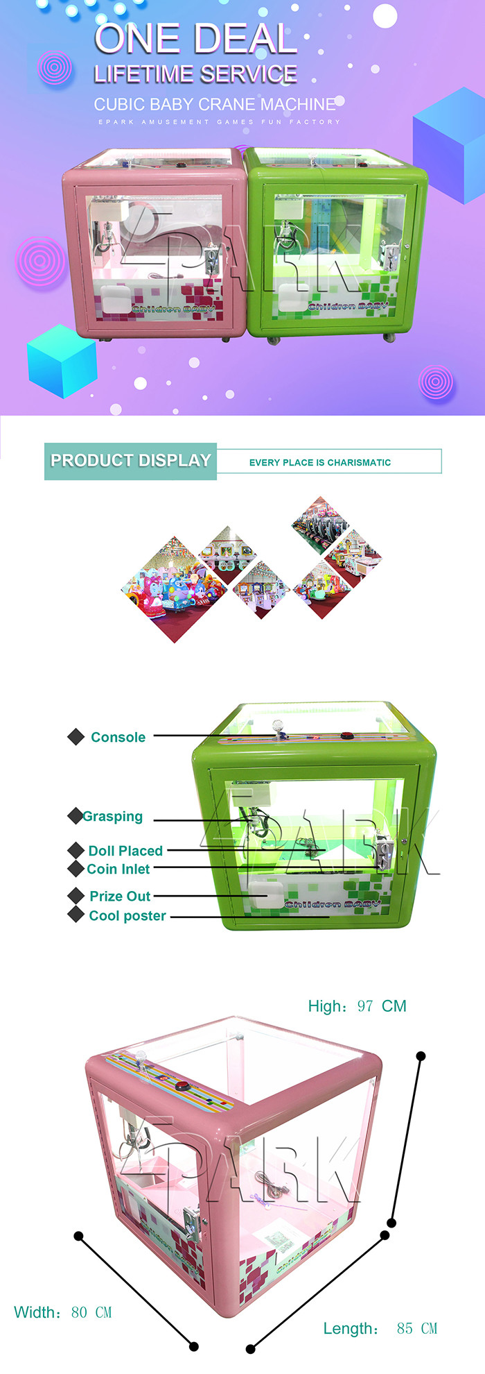 Gift Game Clip Doll Crane Claw Machine Coin Operated game vending machine