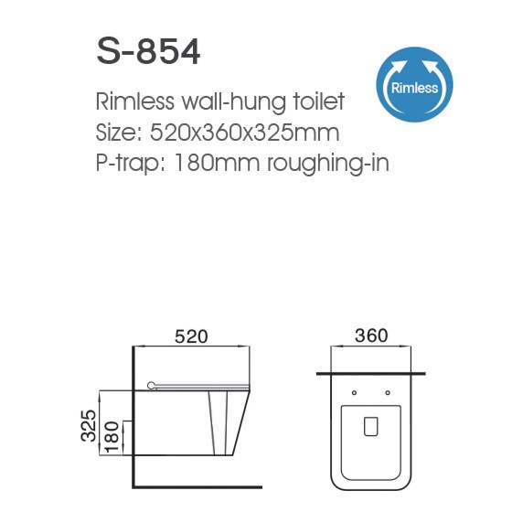 Ceramic Sanitary Ware P Trap Wall Hung Toilet Diamond Design European For Bathroom