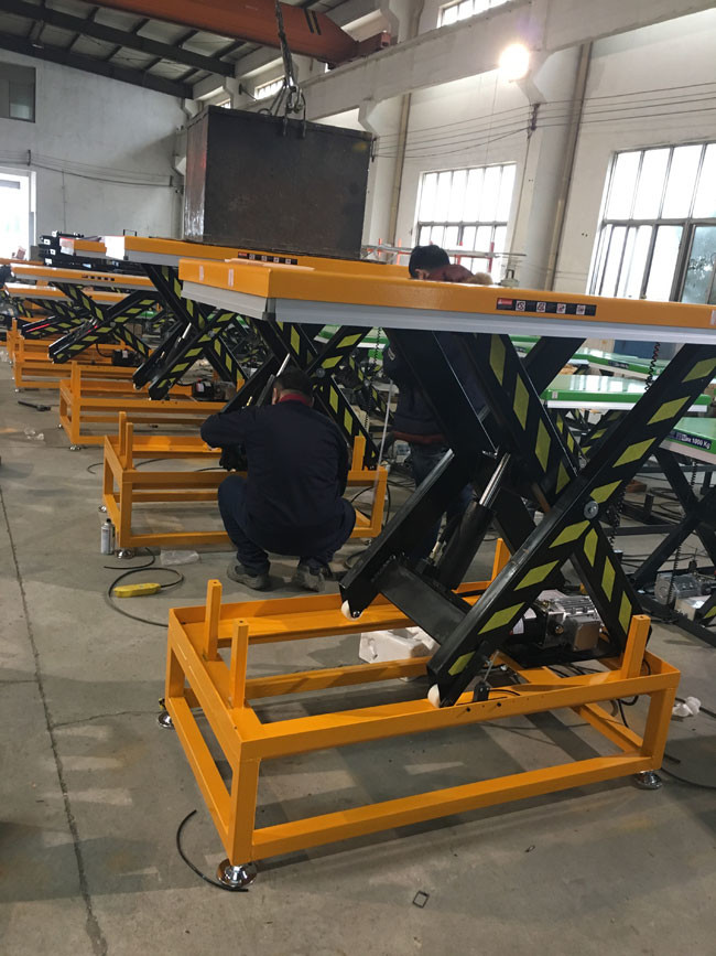 1.1kw Hydraulic Scissor Lift Work Table Workbench With High Base Frame 1600x1000mm