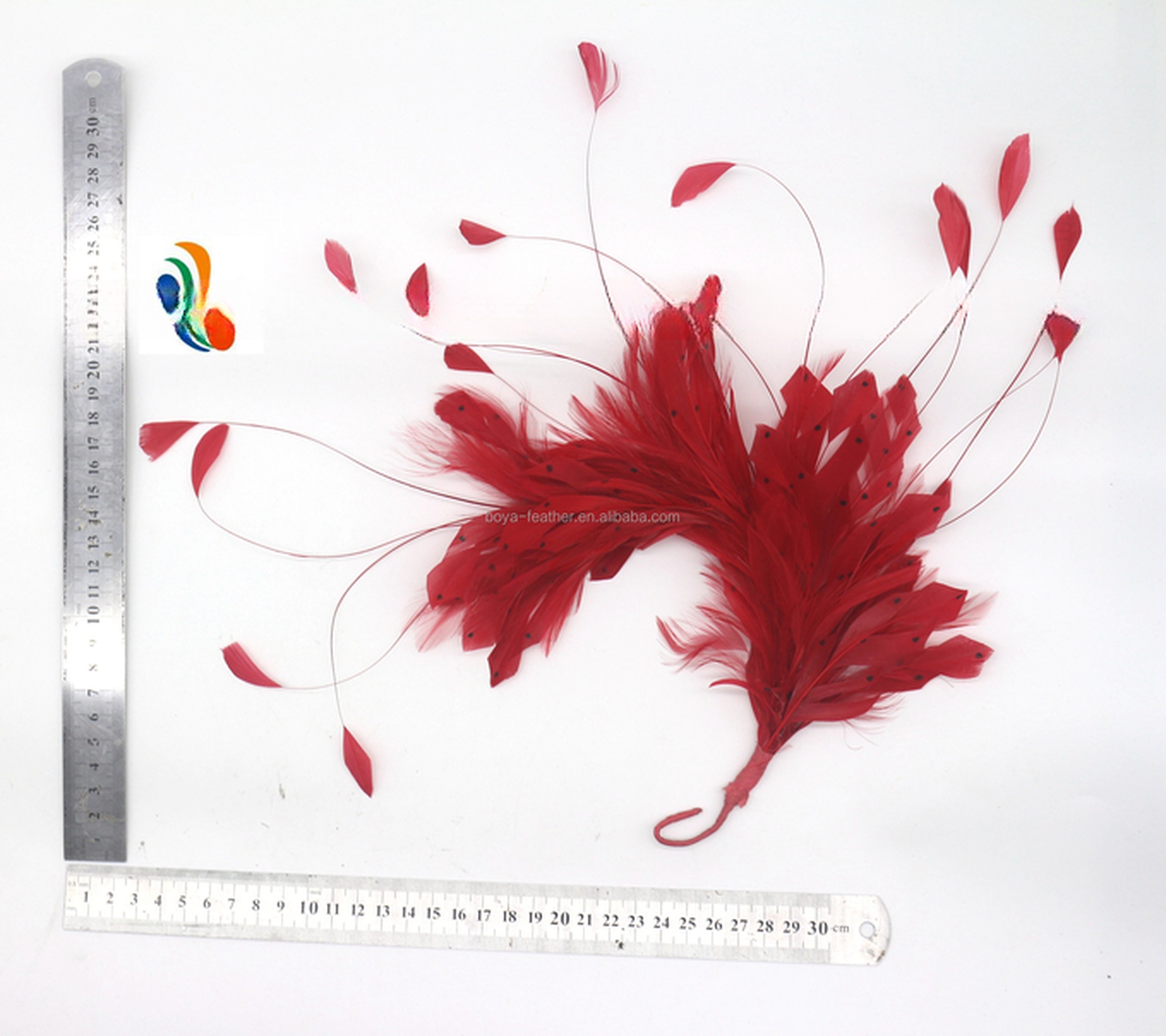 Wedding Occasion Goose Feather and Coque Feather Flower Mount with Wire Accessory