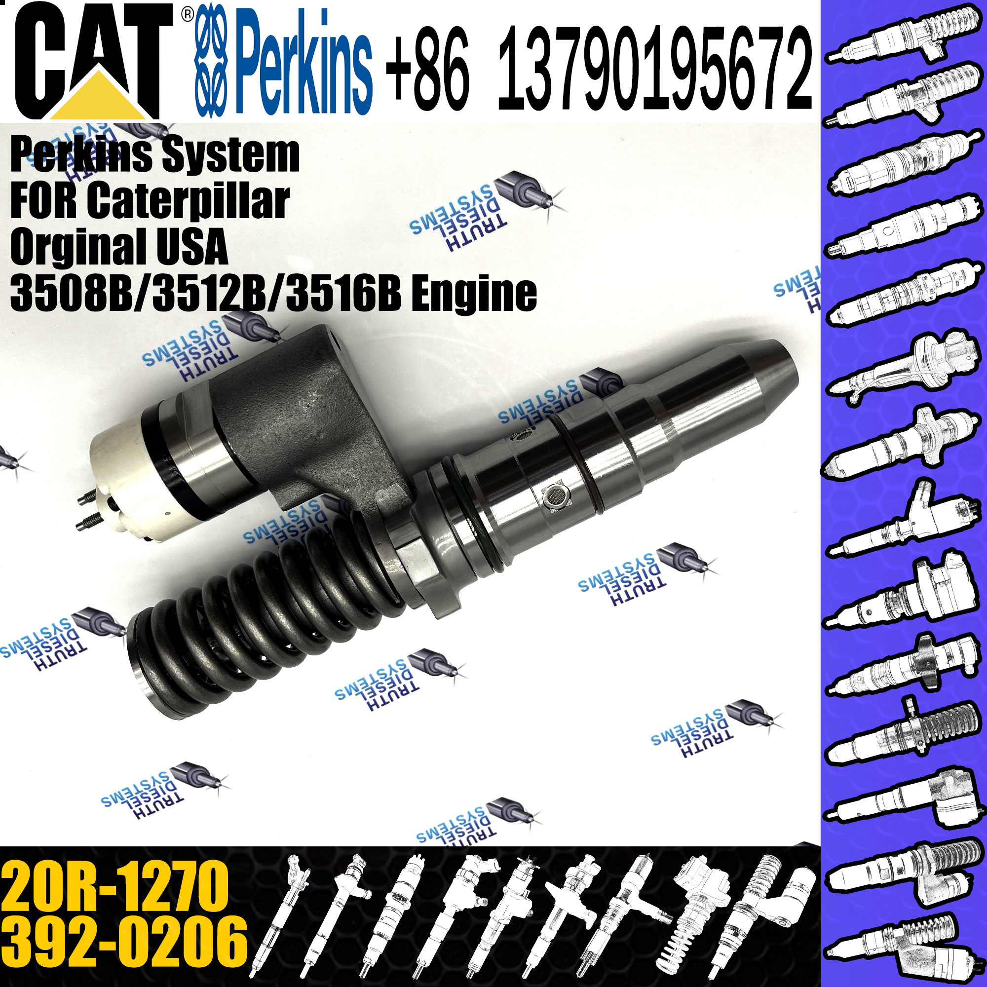 Oem Fuel Injectors 392-0206 20R-1270 For Cater-pillar 3920206 3508B/3512B/3516B/ 3512C/3516C Engine