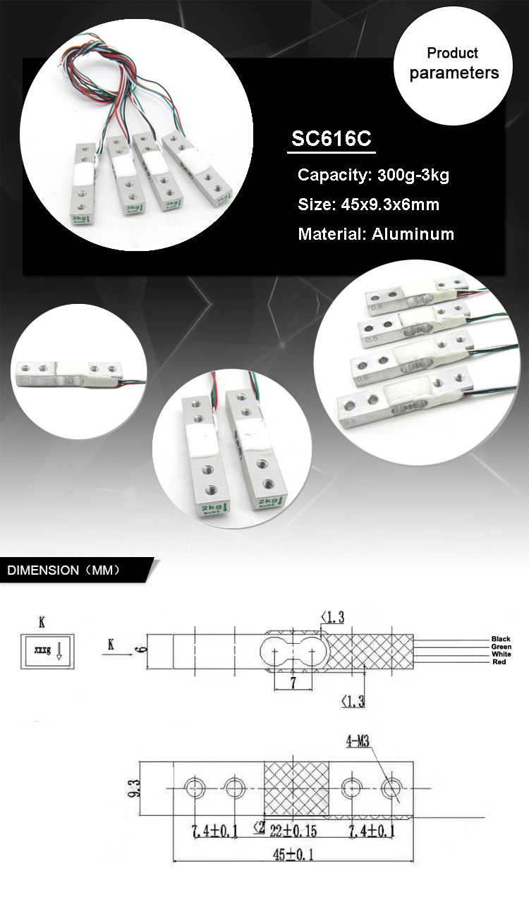 SC616C single point low cost load cell 300g 500g 750g 1kg for electronic weighing scale