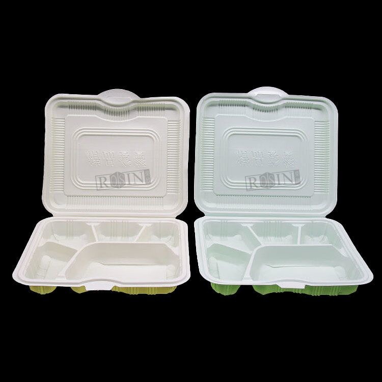 5 Compartment Plastic Takeaway Container Hinged Clamshell Lightweight