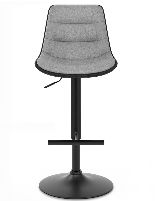 43xD41xH94-116cm Fabric Bar Stools Grey Velvet With Back With Adjustable And Swivel Black Leg
