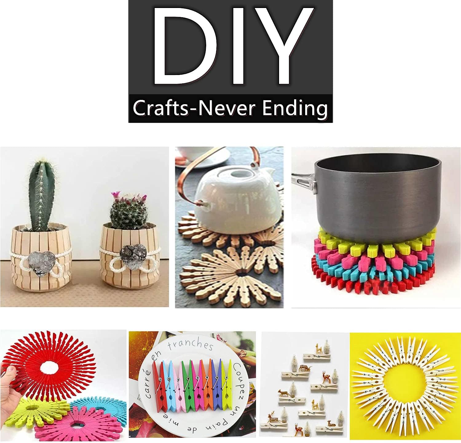 Wooden Clothespins - Heavy Duty Outdoor Clothes Clips for Hanging Clothes, Art, Crafts, Photo Displays