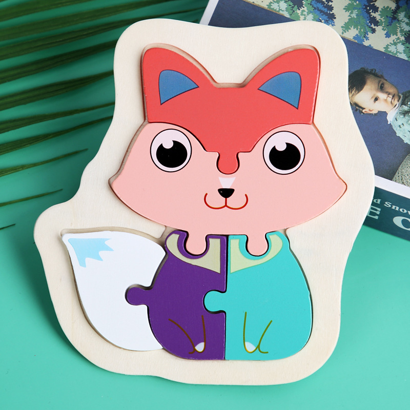 Macaron 3D Wooden Block Puzzle Toys Wooden Animal Blocks