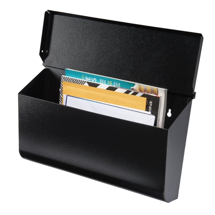 Black Outdoor Horizontal Style Metal Mailbox for Townhouse Rustproof 0.8mm Thickness