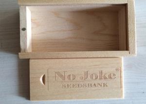 Quality Natural Small USB Storage Wooden Box With Sliding Lid Artistic Carving / Screen Printing for sale