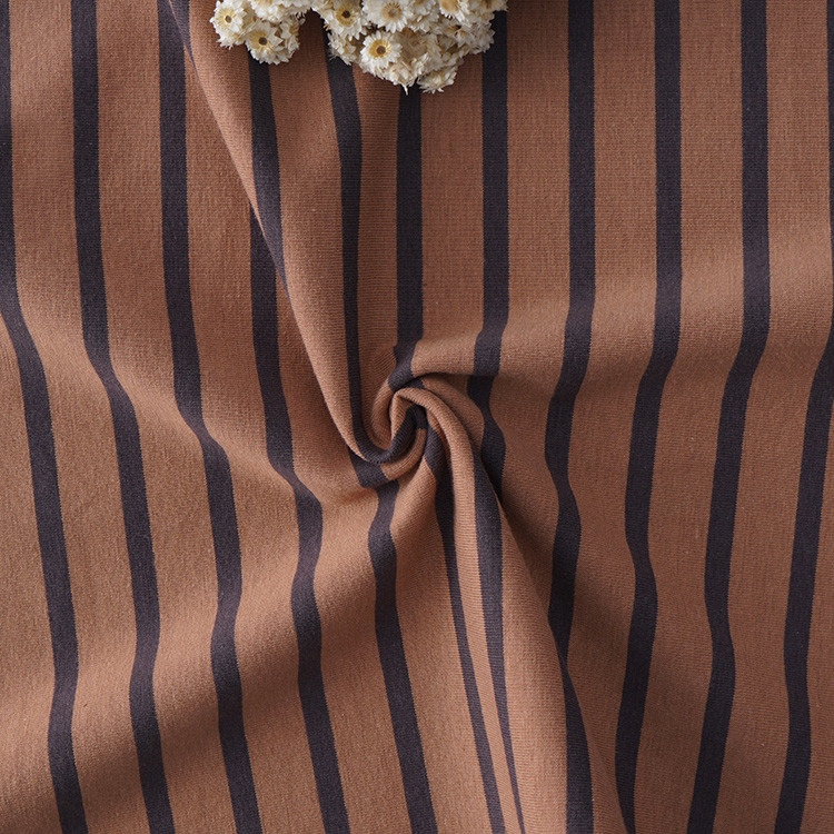 175cm 185gsm Red And Black Striped Fabric Elastic Cotton T Shirt Material