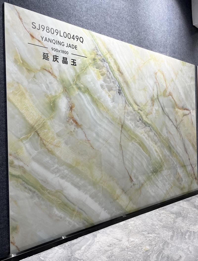 Light Green And White Firebrick 900x1800x9mm And Scratch-Resistant Polished Porcelain Glazed Tile Indoor Floor For Bathroom And Bedroom
