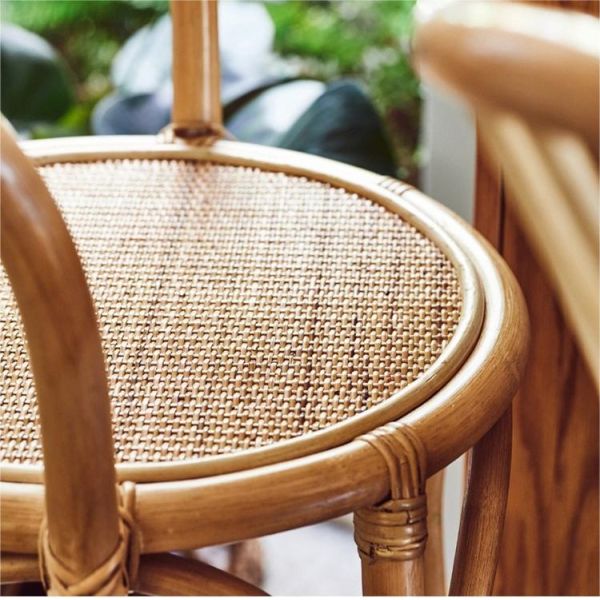Nordic Rattan High bar Table and Chair Cafe Restaurant Creative Retro Backrest Rattan bar Stool