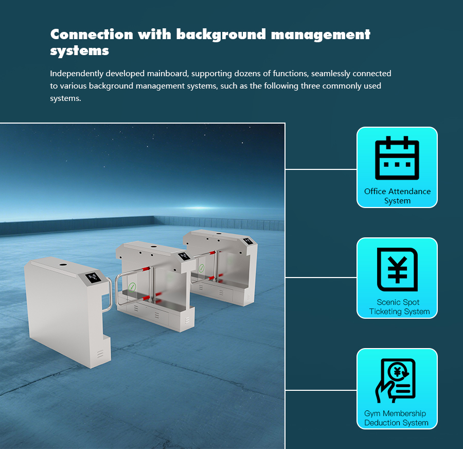 HCW Office Building Access Control System Swing Gate Turnstile For Staff Passage
