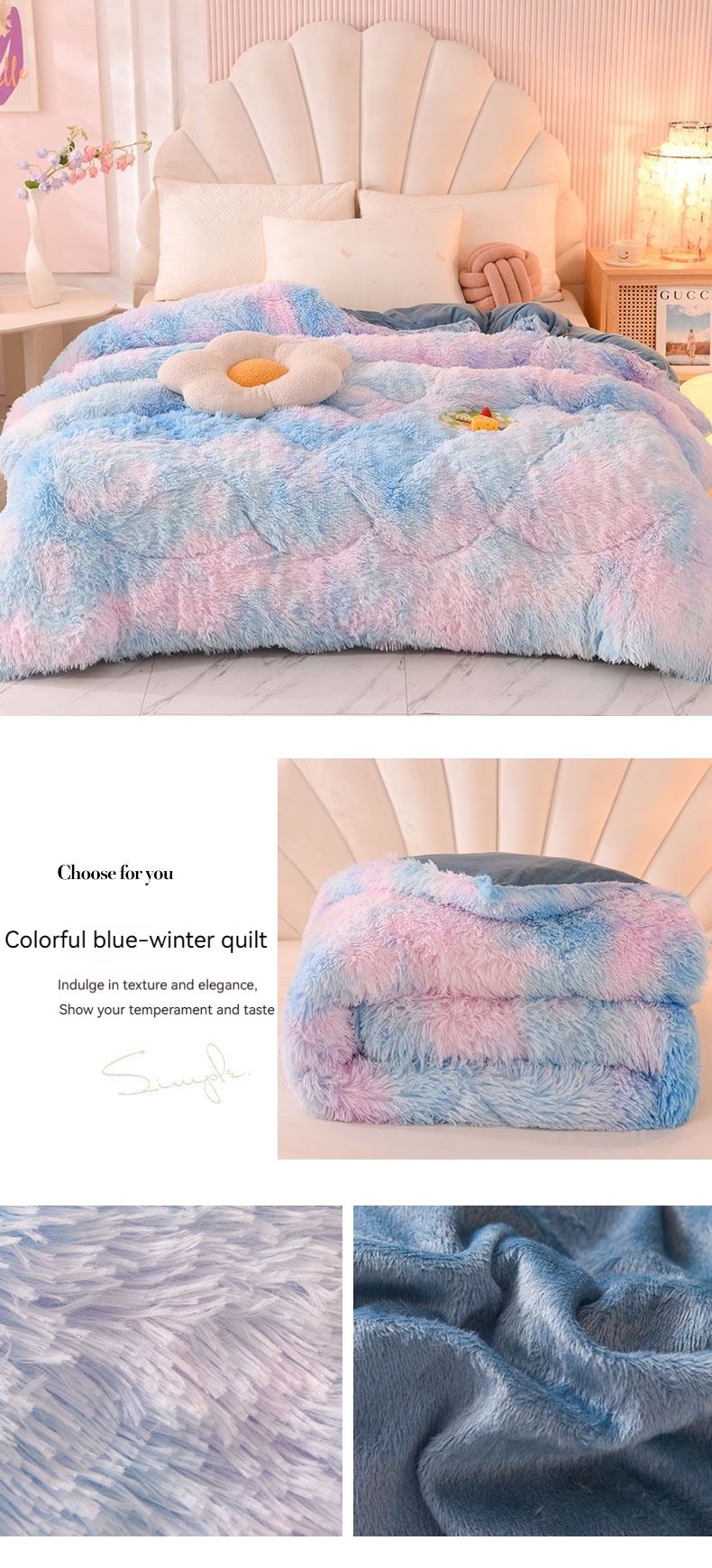 King Size Customized Color All-Season Warmth Organic Breathable Puffy Quilt
