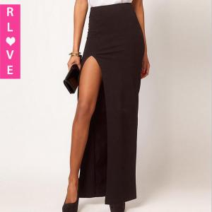 Quality 2016 American fashion sexy asymmetrical side slits skirts, women slim thin black skirts for sale