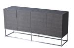 Grey Veneered Panels Hotel Room Dresser With Metal Base