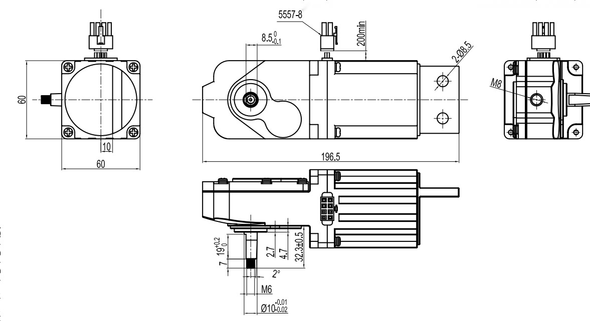 60BLFX01A-001WG12 260rpm Dc Worm Gear Motor 24V 1N.M 5A