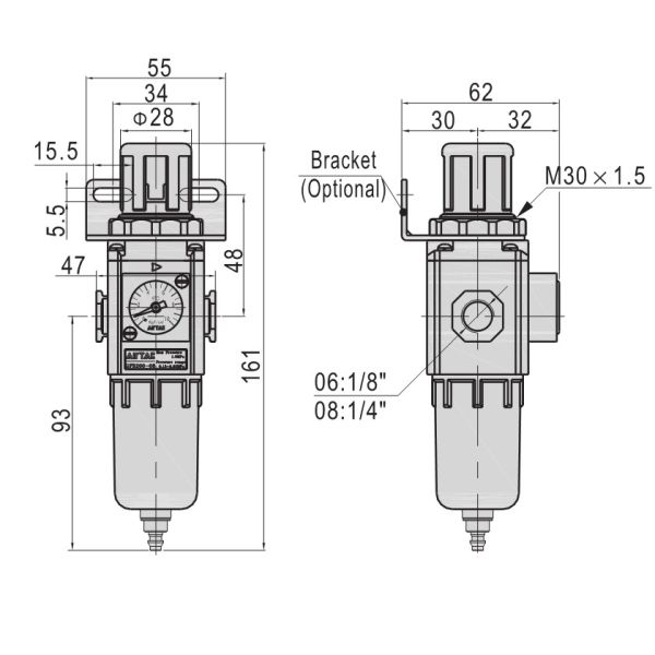 Airtac GFR series Air Filter Regulator Air Preparation Units Pneumatic GFR200-08 1/4"