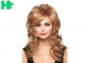 Quality Synthetic Long Ladies Synthetic Wigs Heat Resistant Fiber Dark Blonde Wigs for sale
